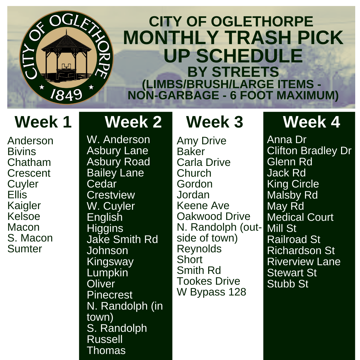 Garbage and Sanitation | City of Oglethorpe